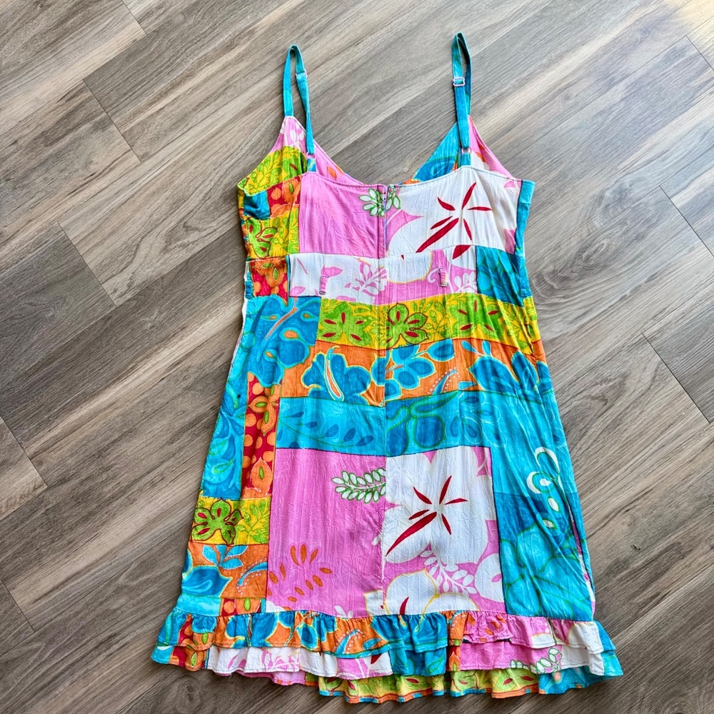 Jam World Tropical Patchwork Floral Sundress Ruff… - image 11